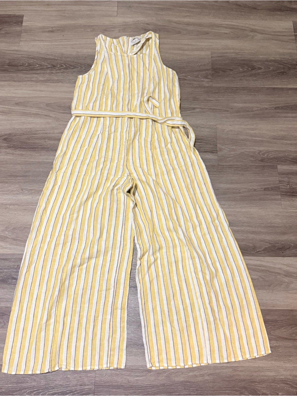 Rachel Zoe Yellow, White & Purple Striped Linen Jumpsuit